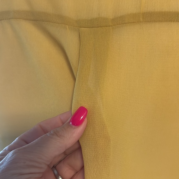 Bar III jeweled Embellished collar sheer Button Down Blouse mustard yellow Large - Picture 6 of 11